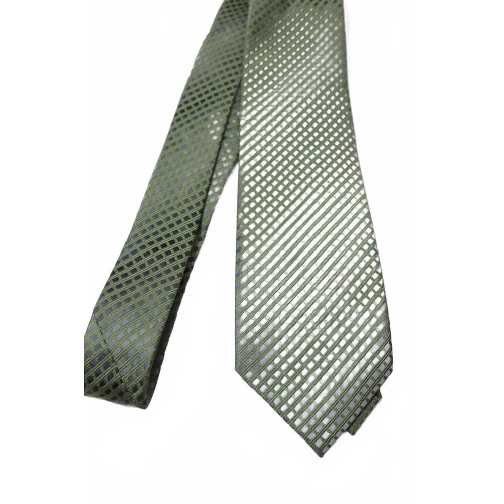Vintage Kenneth Cole REACTION 3.25 Inch Wide Silk Necktie, Silver & Green
